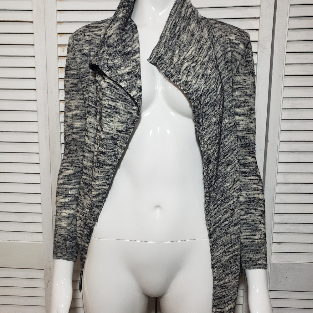 Theory Womens Striped Trincy Evian Space Sweater Black Ivory Size Petite
